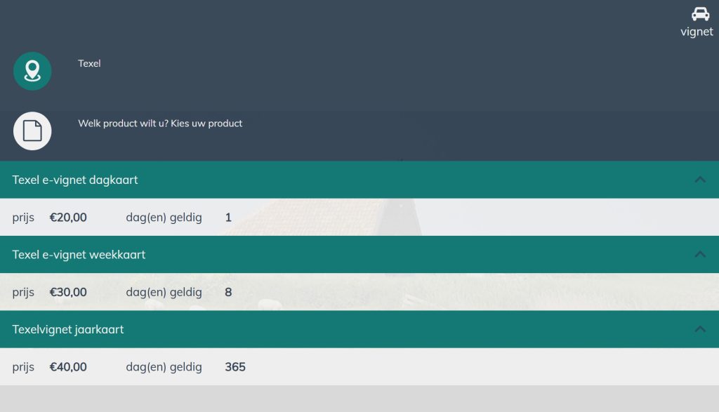 Schermvoorbeeld aankoopwebsite Texelvignet